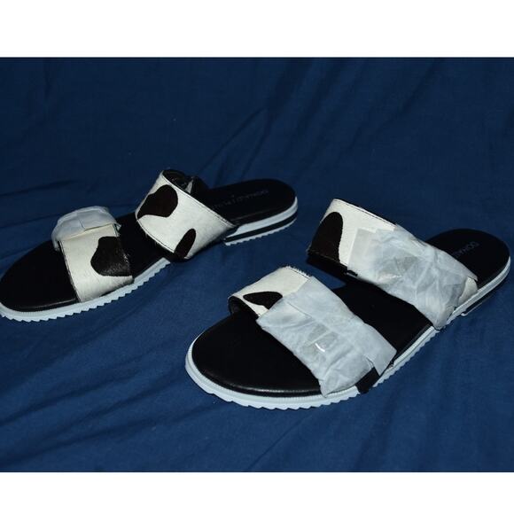 NEW Donald J Pliner Cow Print Calf Women's 7.5M Open Toe Sandals Slip-On Shoes - Picture 2 of 9